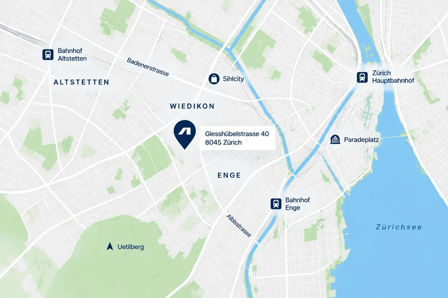 Karte: Giesshübelstrasse 40, 8045 Zürich